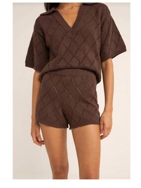 NWT RHYTHM. sunny knit short in chocolate